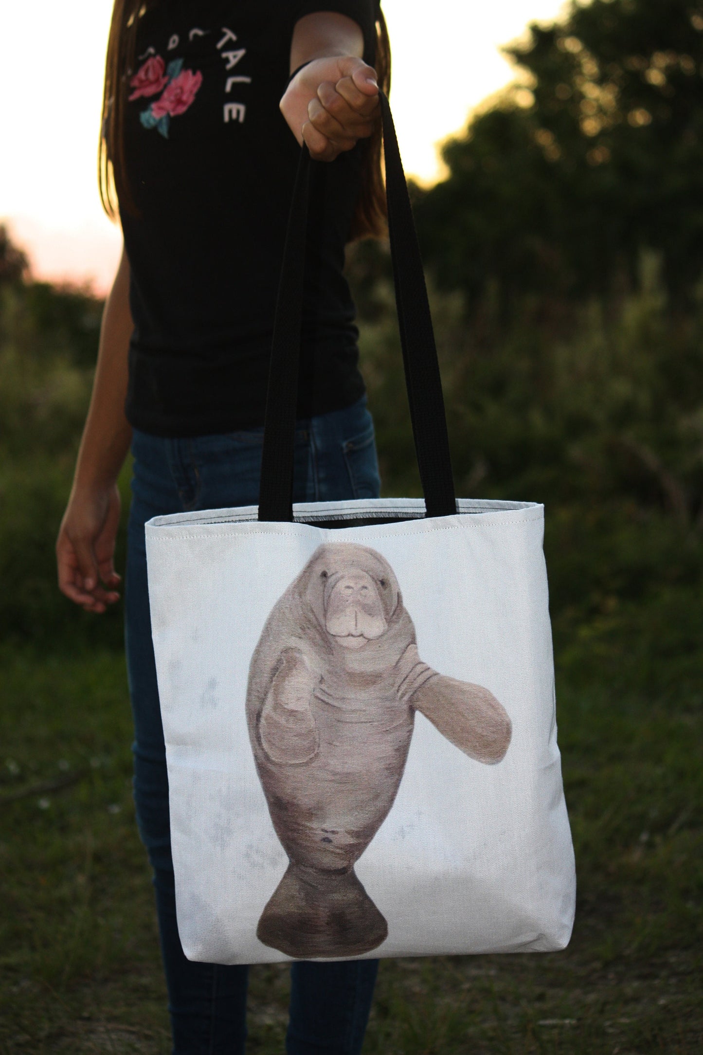 Canvas Manatee Tote Bag