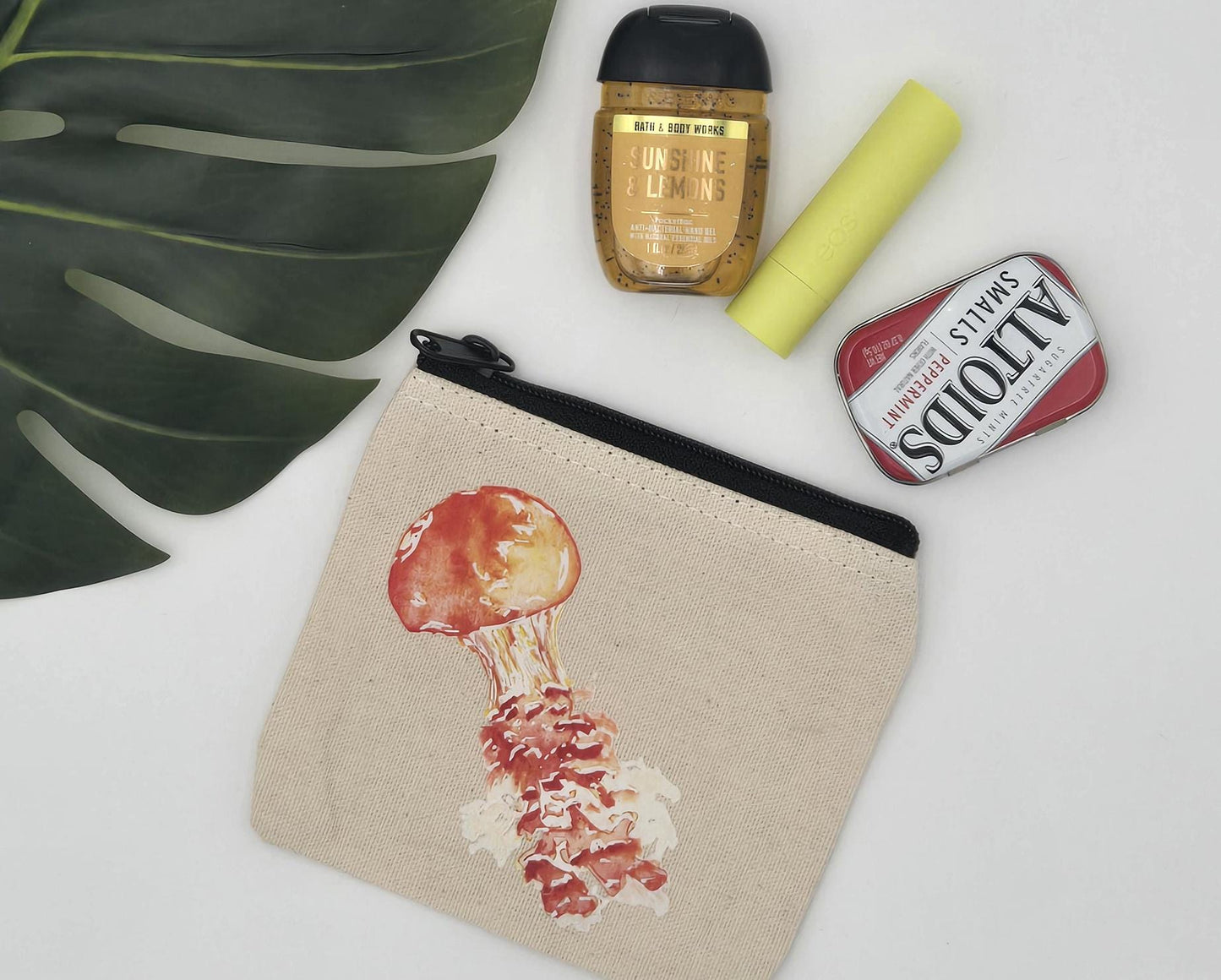Mini zippered pouch, small cosmetic, jellyfish bag