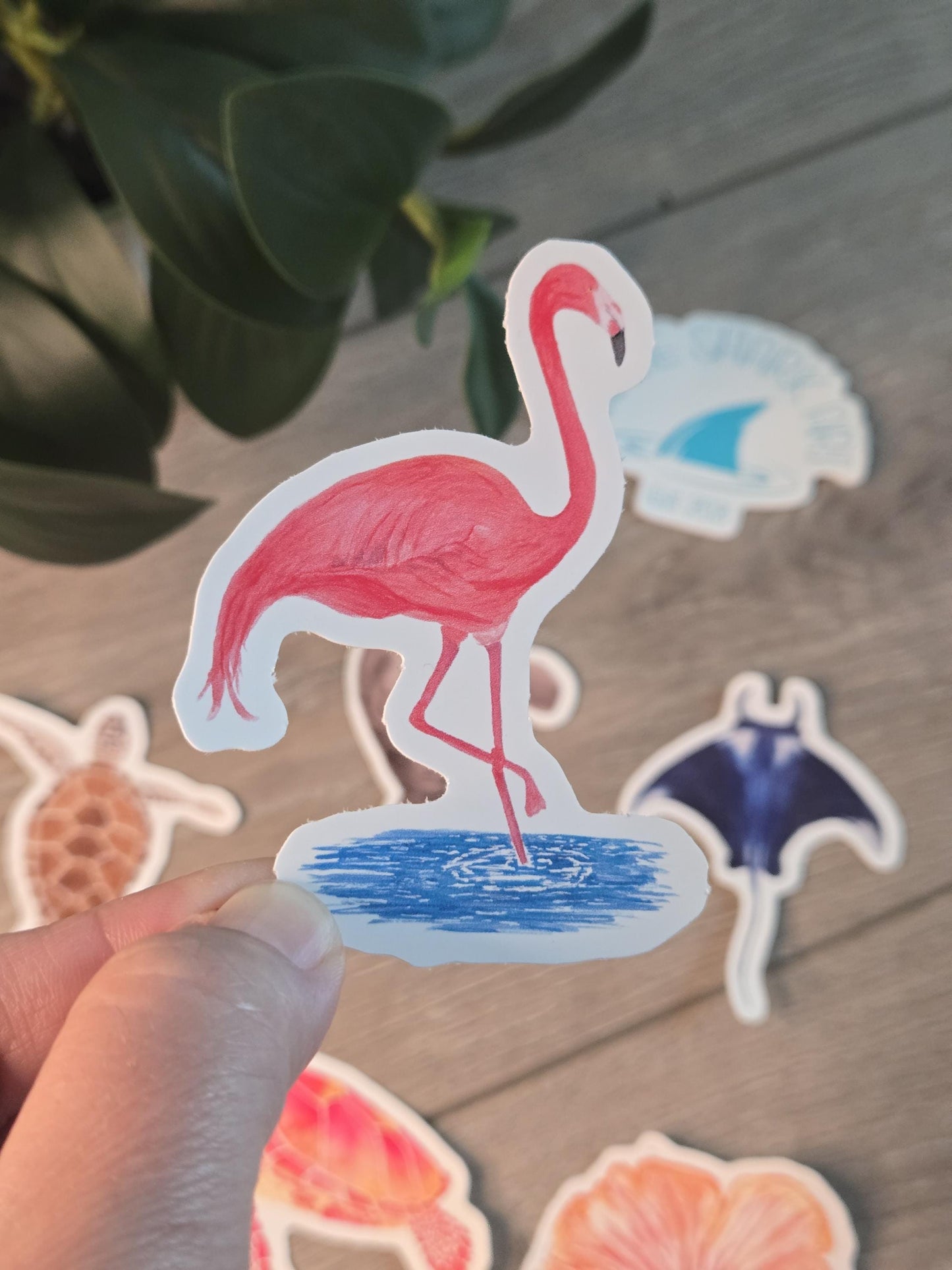 Hand-Painted Vinyl Watercolor Flaming Sticker (3")- Waterbottle Decall