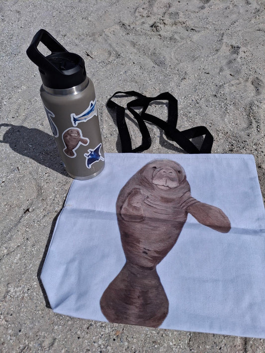 Canvas Manatee Tote Bag