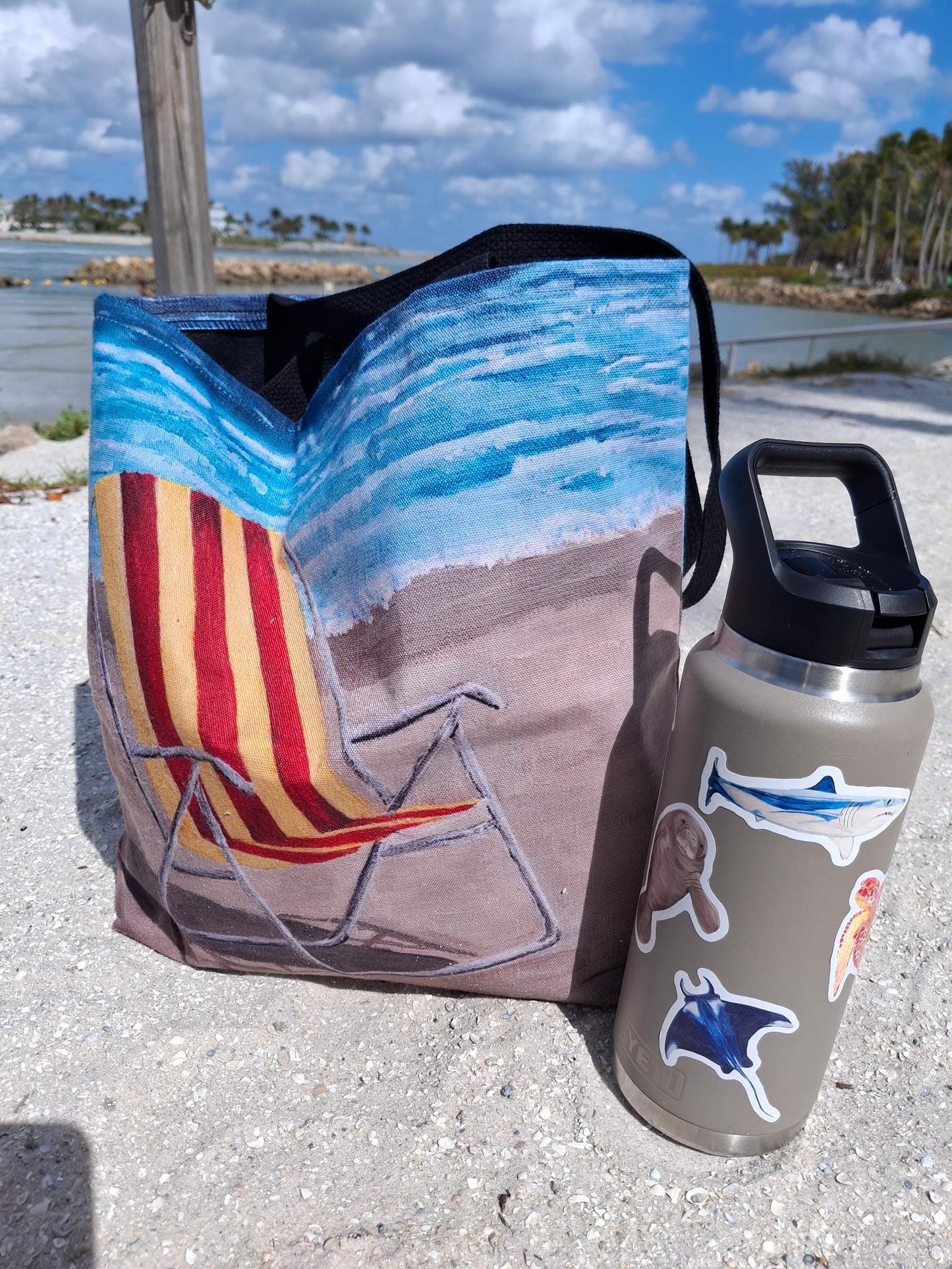 Beach Chair Tote Bag: Florida Coco Beach Art Print