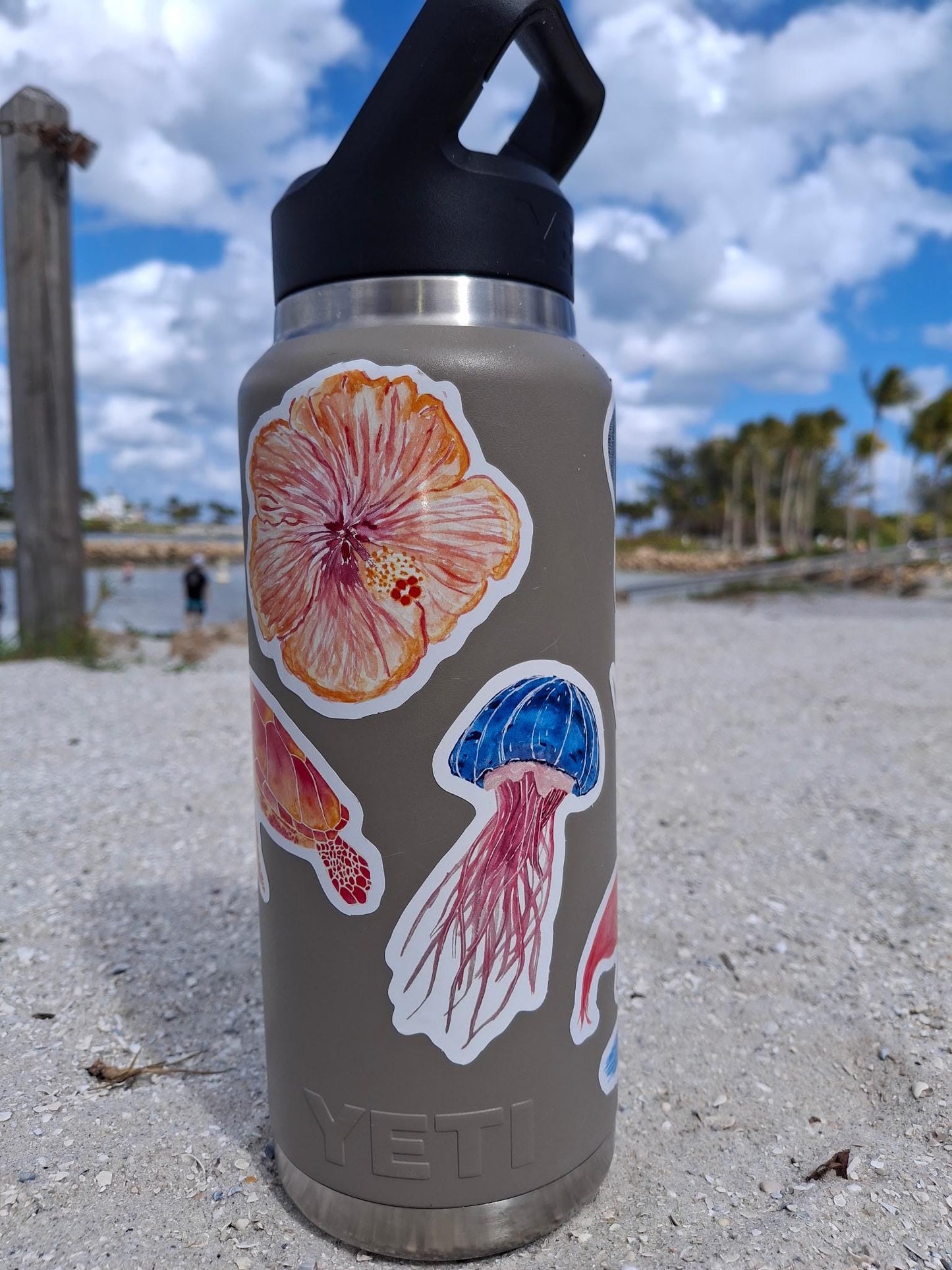 Hand-Painted Vinyl Watercolor Jellyfish Stickers (3.5")- Watercolor Decal