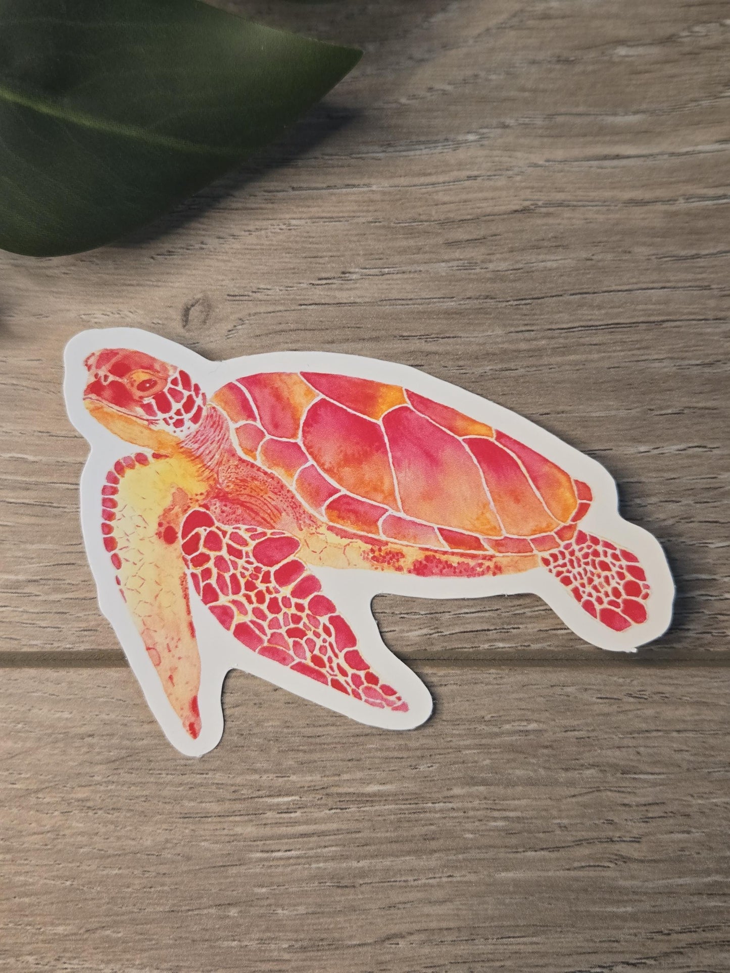 Hand-Painted Viny Watercolor Sea Turtle Stickers (3.5") - Waterbottle Stickers