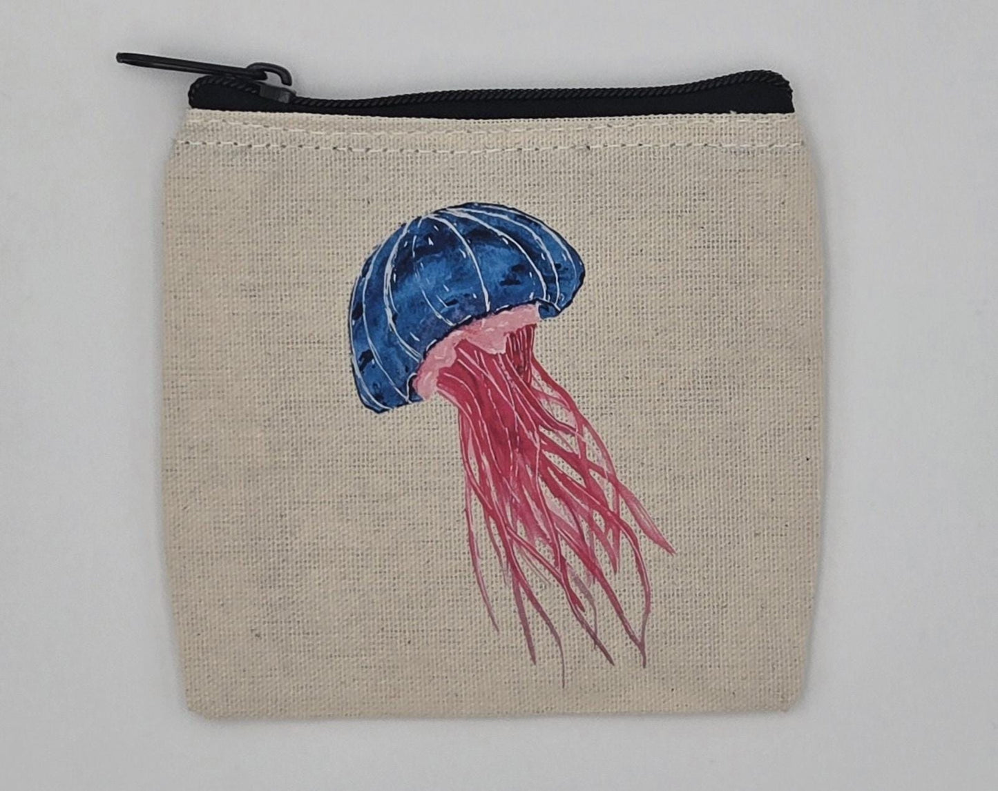 Mini zippered pouch, small cosmetic, jellyfish bag